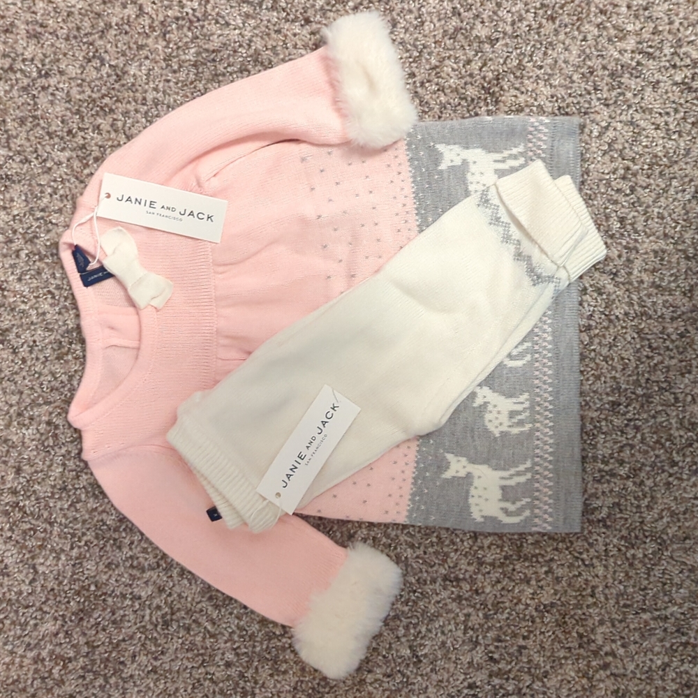 Janie and Jack Winter Sweater Set 3M NWT